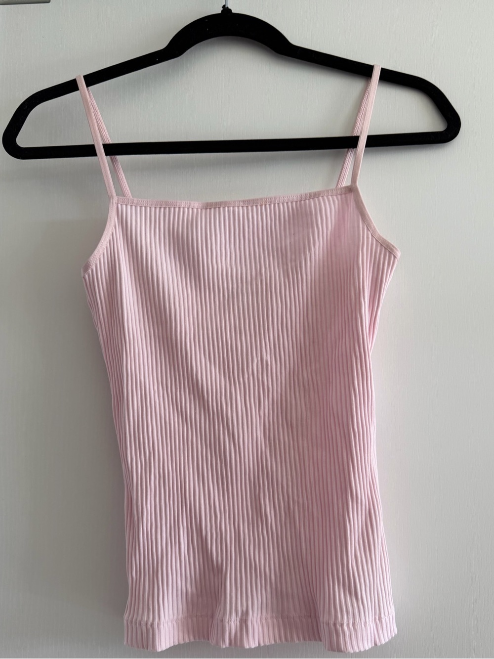 Pink Ribbed Stretchy Cropped Spaghetti Strap Tank Top - Women